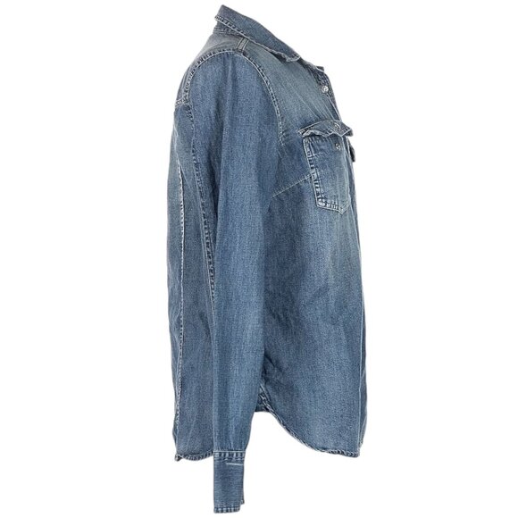 J. Crew Western Chambray Shirt Pearl Snap Vintage Wash Women's Size 6 - Picture 3 of 5